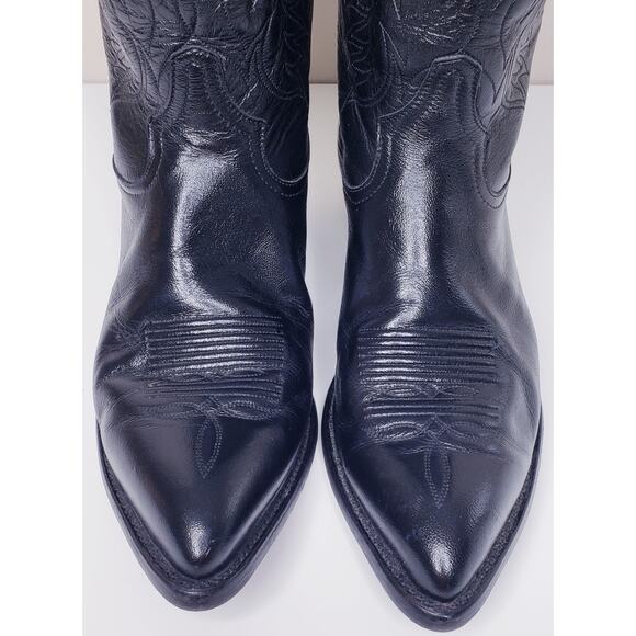 Vtg. TONY LAMA Western Cowboy Boots Black Leather 6711 Men\'s 9 EE *NOT WIDE* main image 16